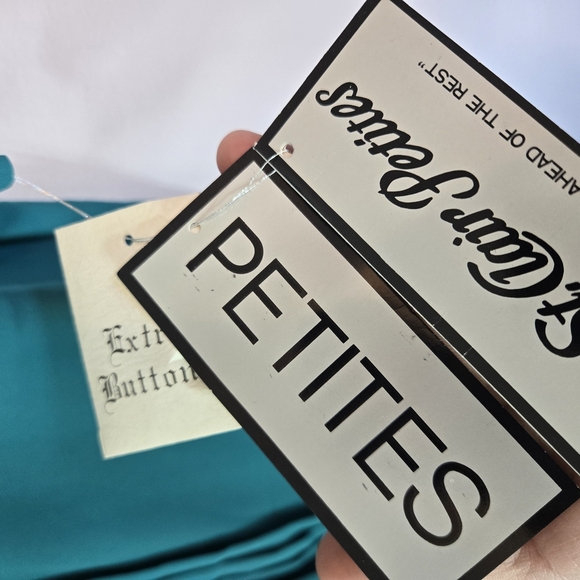 VTG NWT Yves St. Claire Aqua Secretary Blouse - Picture 5 of 8